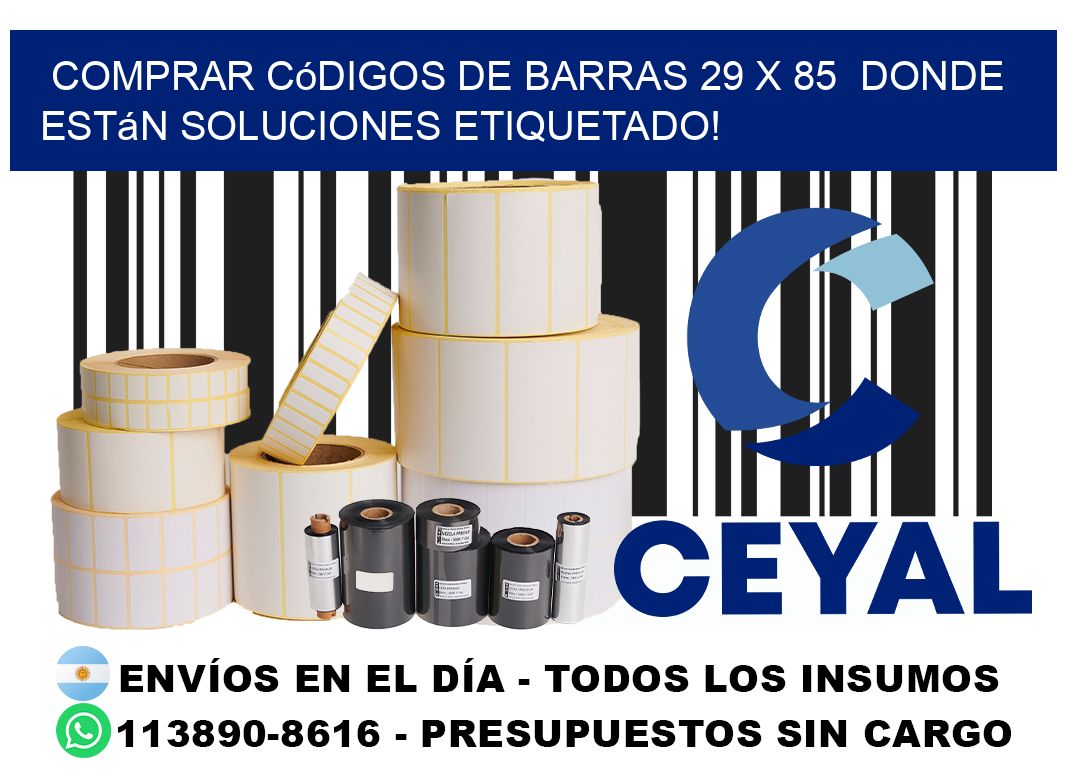 Comprar códigos de barras 29 x 85  donde están soluciones etiquetado!