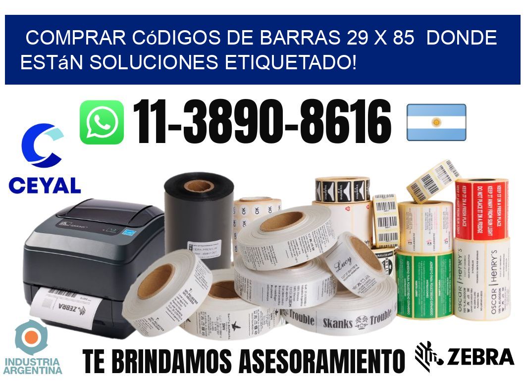 Comprar códigos de barras 29 x 85  donde están soluciones etiquetado!