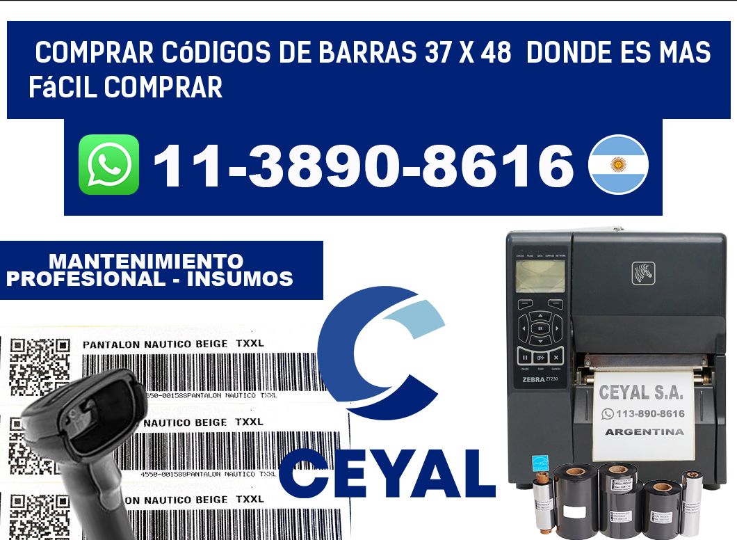 Comprar códigos de barras 37 x 48  Donde es mas fácil comprar