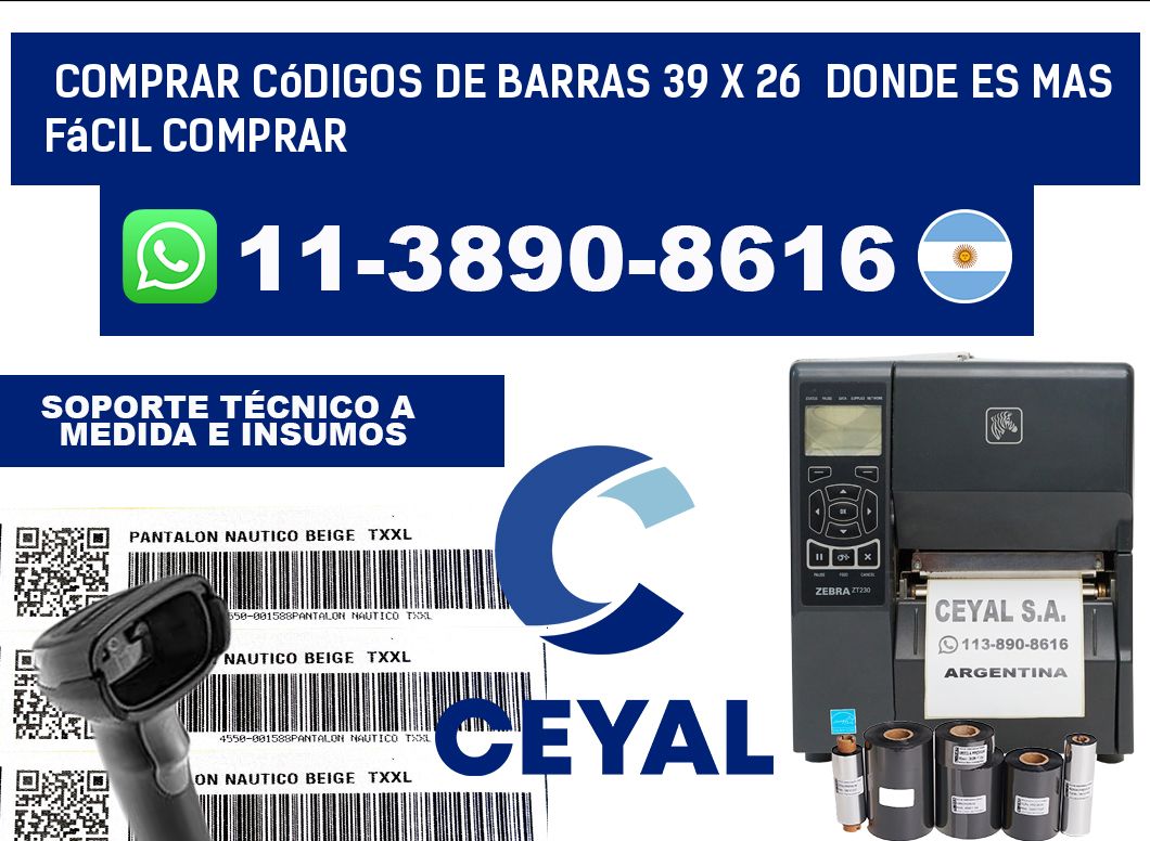 Comprar códigos de barras 39 x 26  Donde es mas fácil comprar
