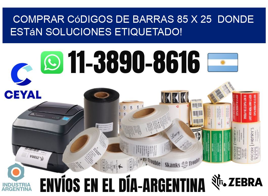 Comprar códigos de barras 85 x 25  donde están soluciones etiquetado!