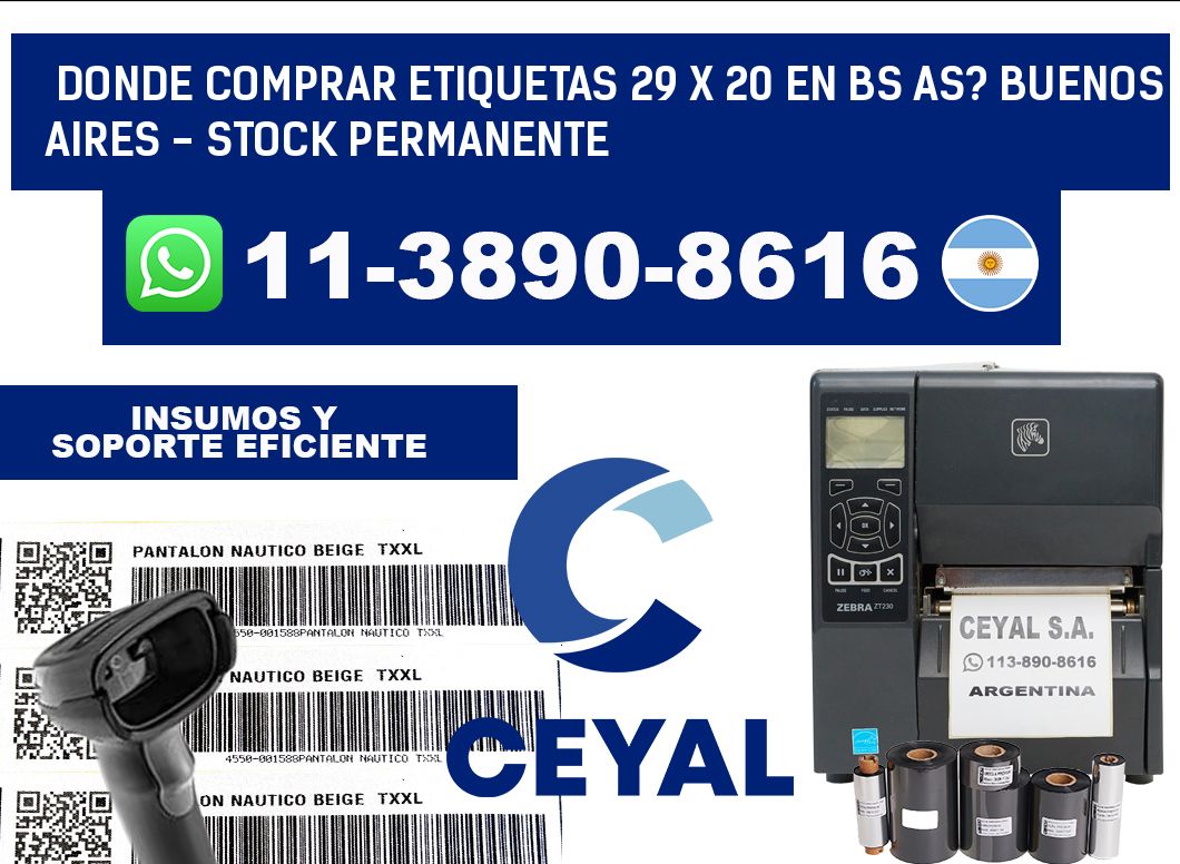 Donde Comprar etiquetas 29 x 20 en BS AS? Buenos Aires - Stock permanente
