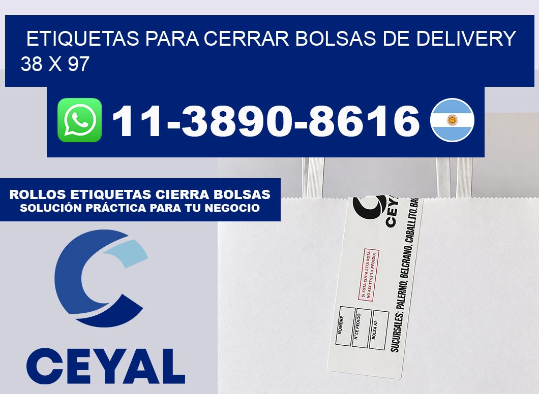 ETIQUETAS PARA CERRAR BOLSAS DE DELIVERY  38 x 97