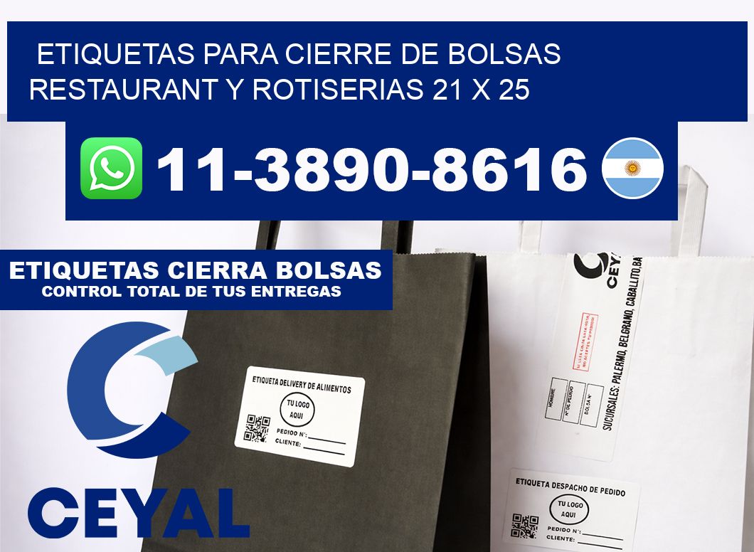 ETIQUETAS PARA CIERRE DE BOLSAS RESTAURANT Y ROTISERIAS 21 x 25