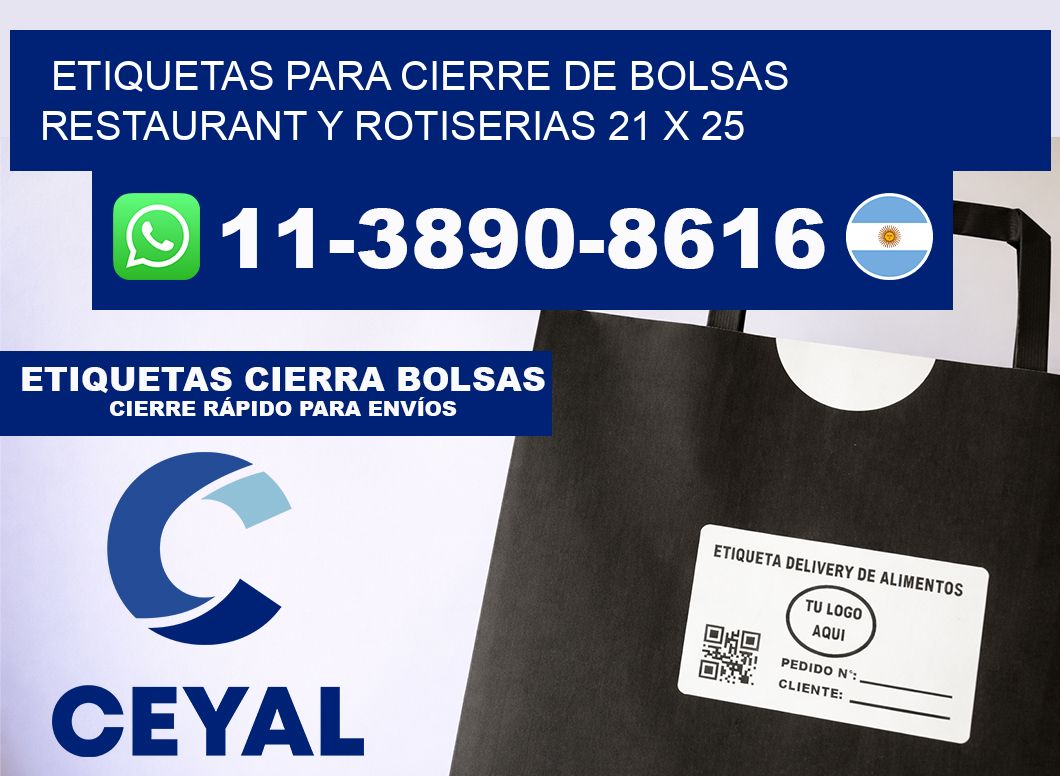 ETIQUETAS PARA CIERRE DE BOLSAS RESTAURANT Y ROTISERIAS 21 x 25