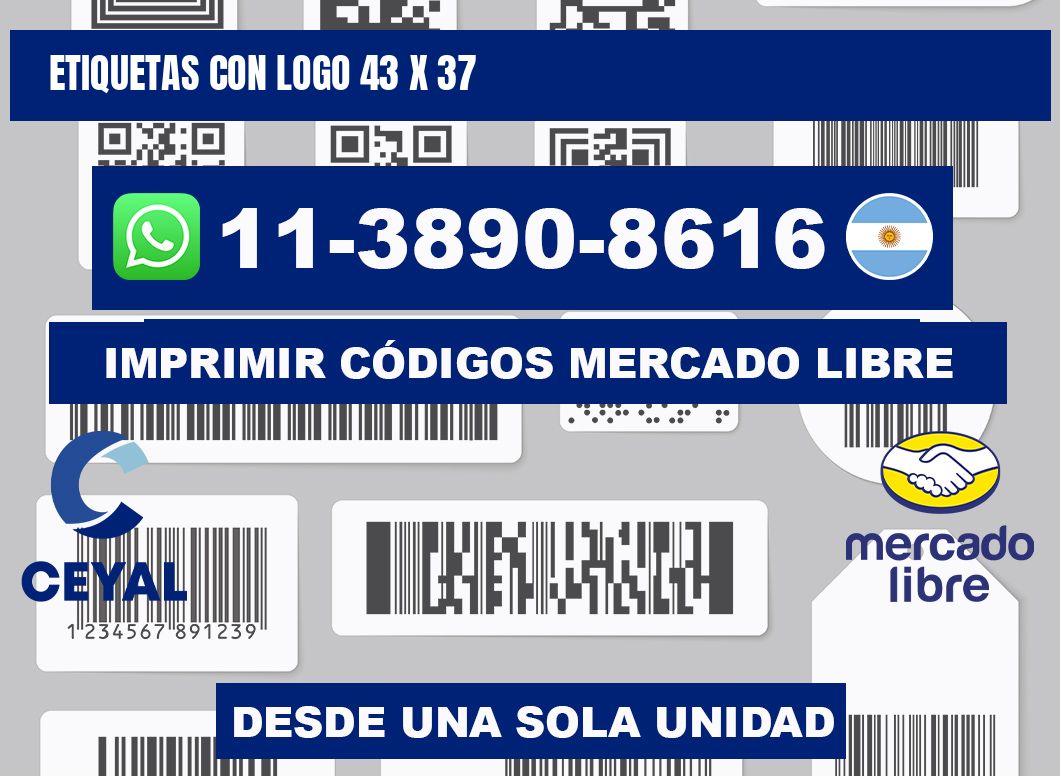 Etiquetas con logo 43 x 37