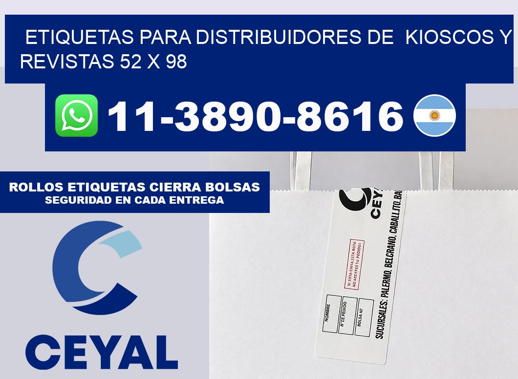Etiquetas para distribuidores de  kioscos y revistas 52 x 98