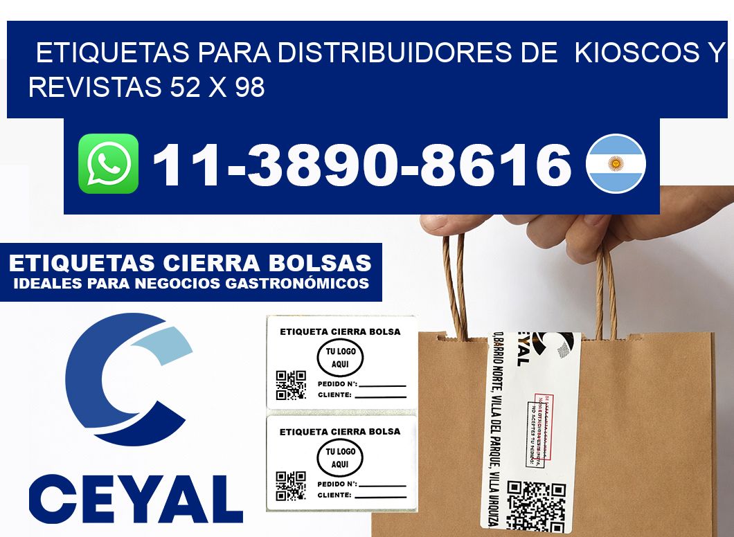 Etiquetas para distribuidores de  kioscos y revistas 52 x 98