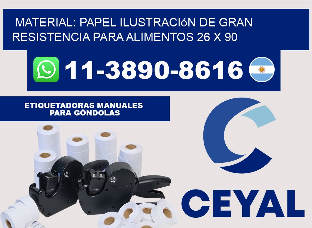 Material: papel ilustración de gran resistencia para alimentos 26 x 90