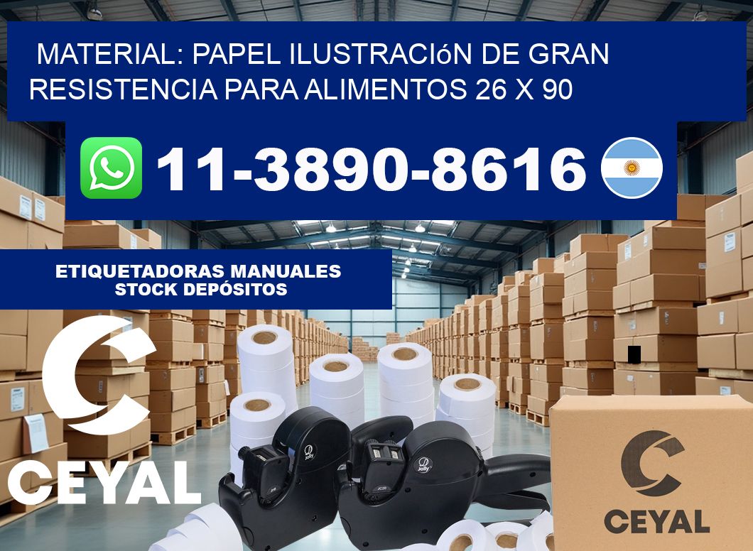 Material: papel ilustración de gran resistencia para alimentos 26 x 90