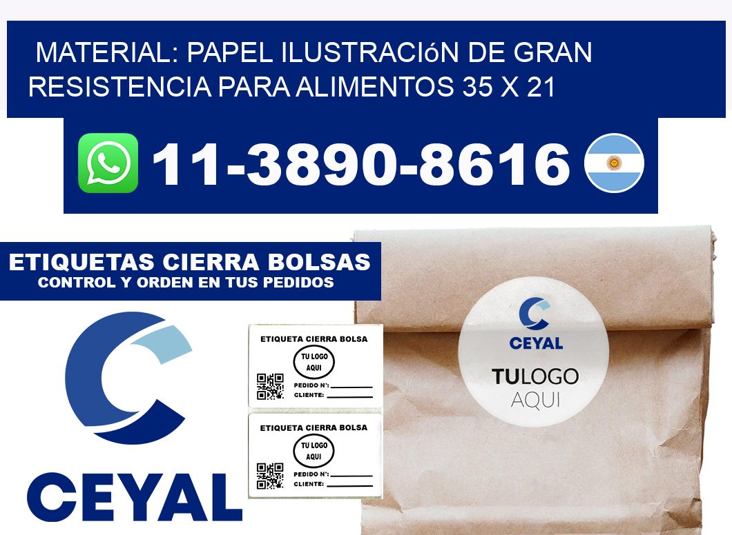 Material: papel ilustración de gran resistencia para alimentos 35 x 21
