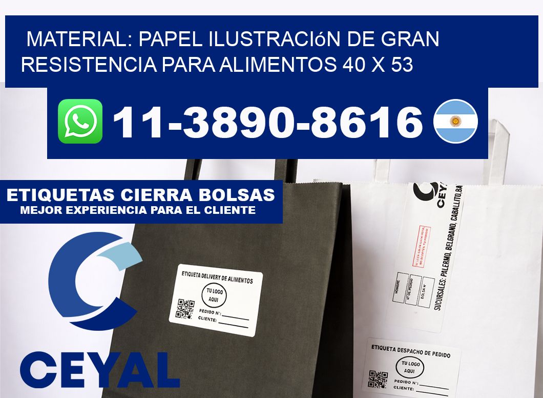 Material: papel ilustración de gran resistencia para alimentos 40 x 53