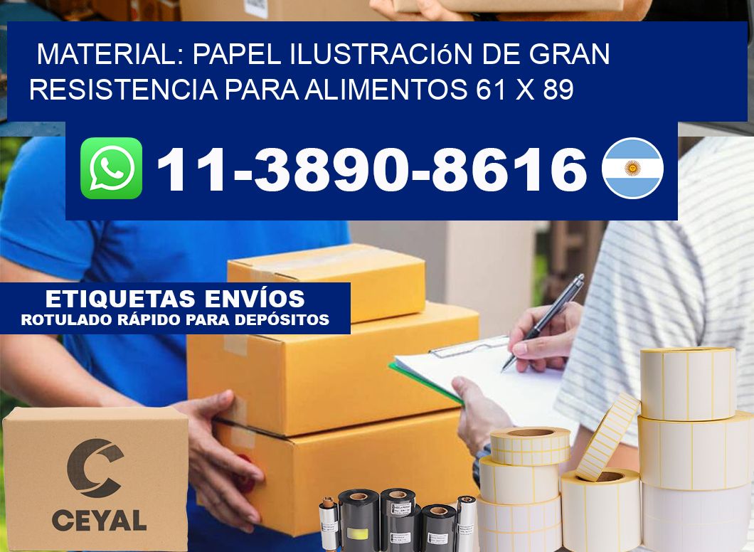 Material: papel ilustración de gran resistencia para alimentos 61 x 89