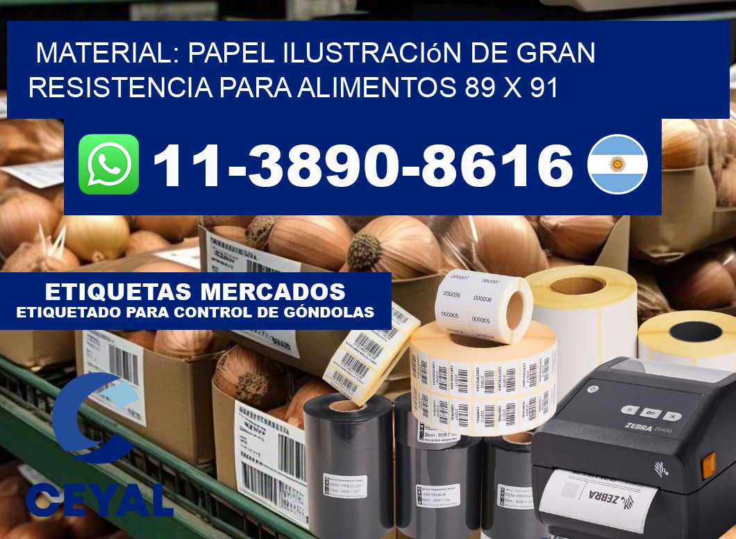 Material: papel ilustración de gran resistencia para alimentos 89 x 91