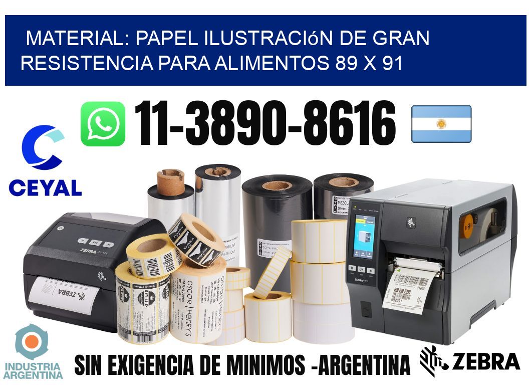 Material: papel ilustración de gran resistencia para alimentos 89 x 91