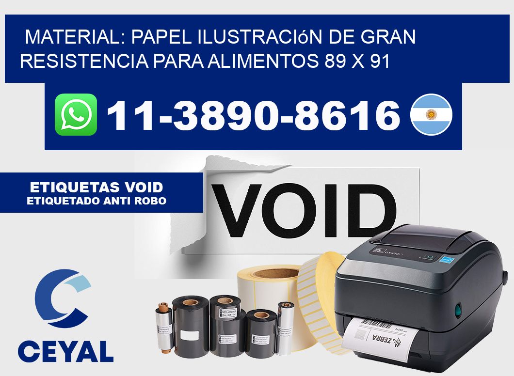 Material: papel ilustración de gran resistencia para alimentos 89 x 91