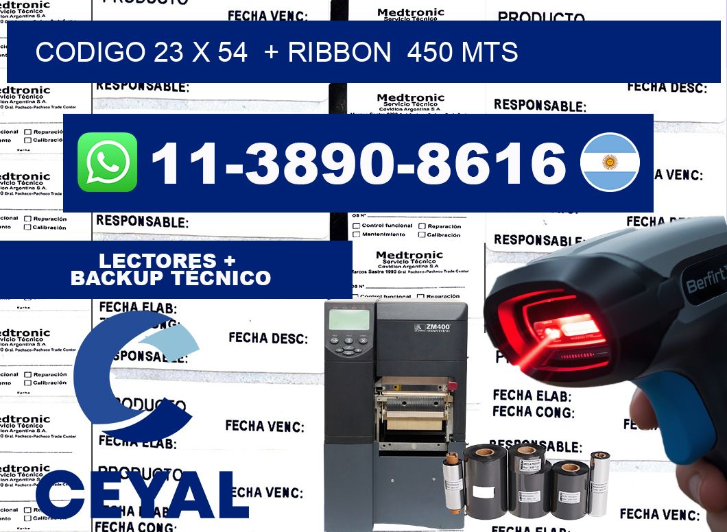 codigo 23 x 54  + ribbon  450 mts