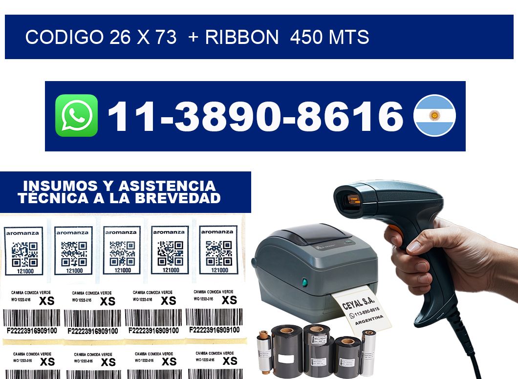 codigo 26 x 73  + ribbon  450 mts