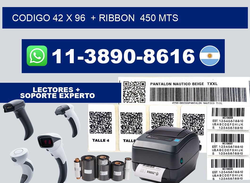 codigo 42 x 96  + ribbon  450 mts