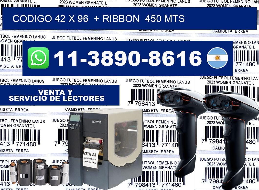 codigo 42 x 96  + ribbon  450 mts