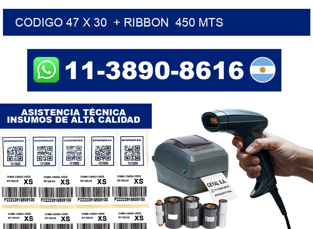 codigo 47 x 30  + ribbon  450 mts