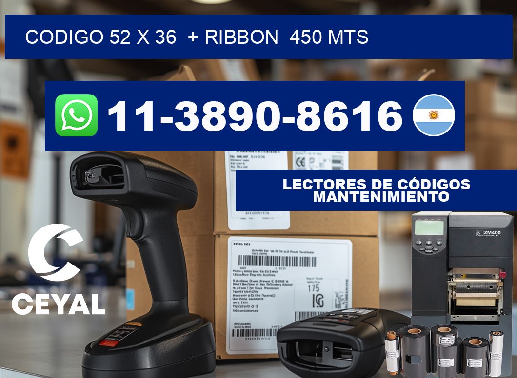 codigo 52 x 36  + ribbon  450 mts