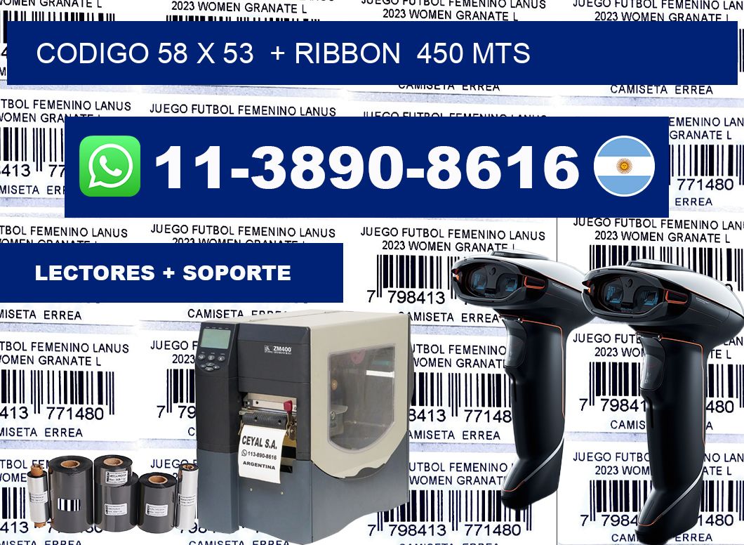 codigo 58 x 53  + ribbon  450 mts