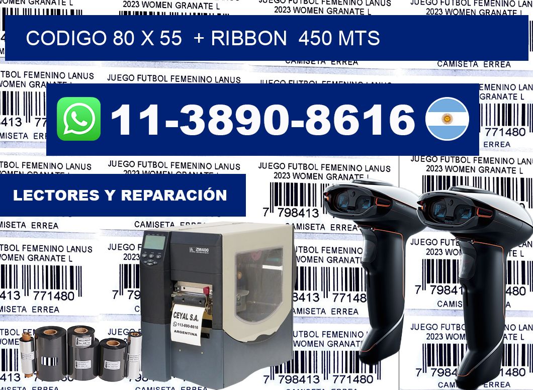 codigo 80 x 55  + ribbon  450 mts