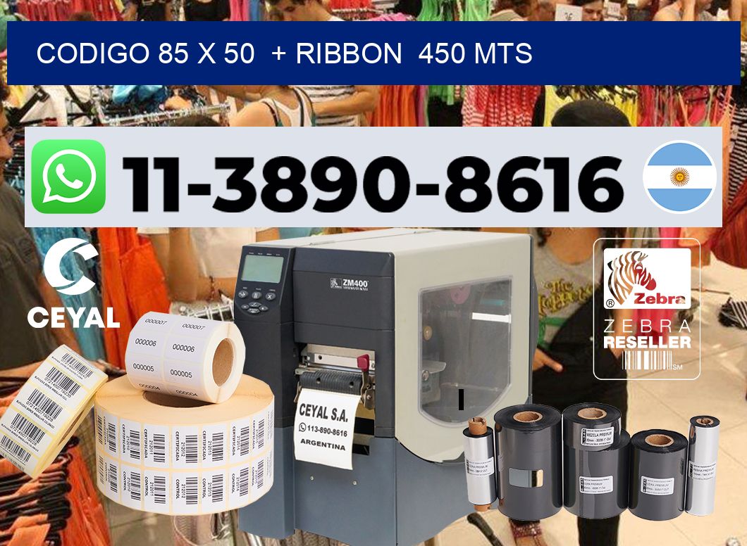 codigo 85 x 50  + ribbon  450 mts