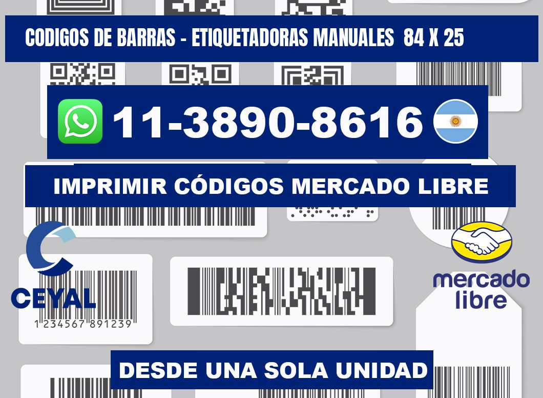 codigos de barras - Etiquetadoras Manuales  84 x 25