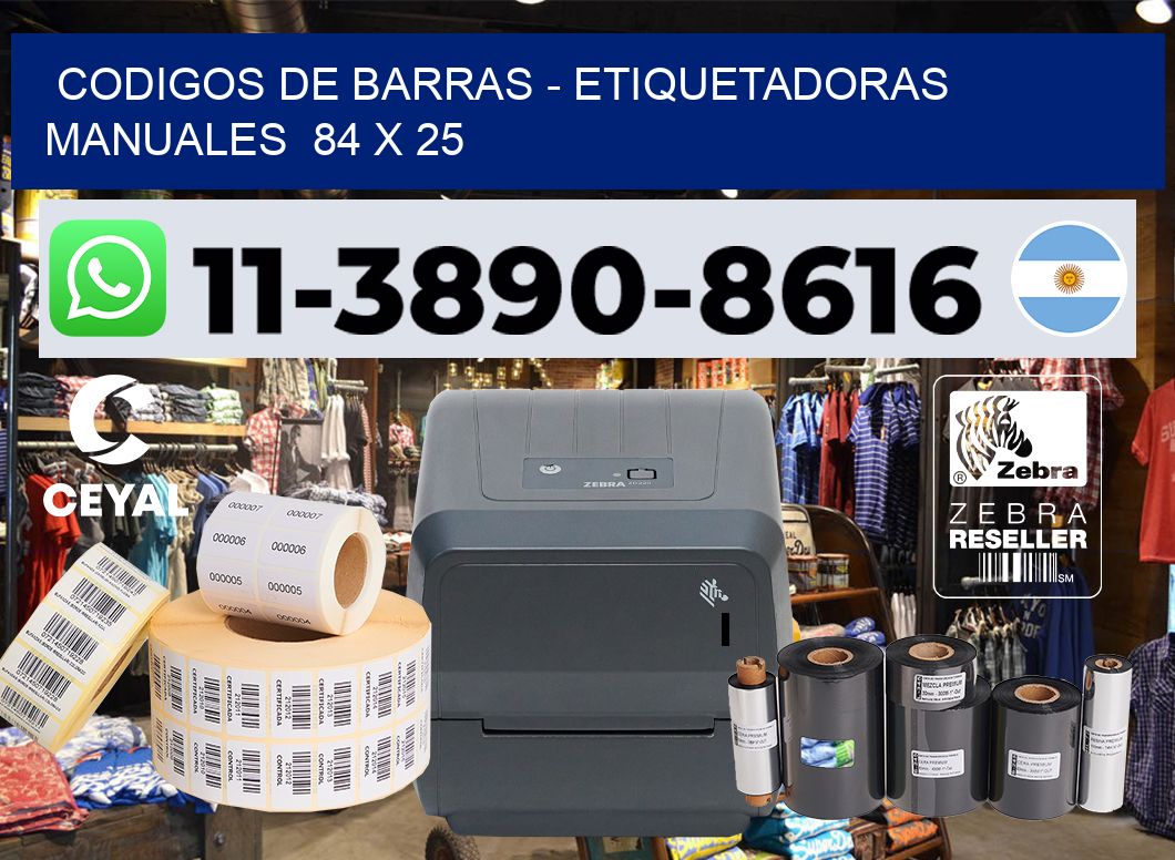 codigos de barras – Etiquetadoras Manuales  84 x 25