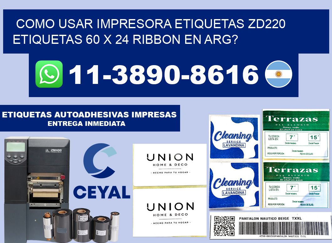 como usar impresora etiquetas zd220 etiquetas 60 x 24 ribbon en ARG?