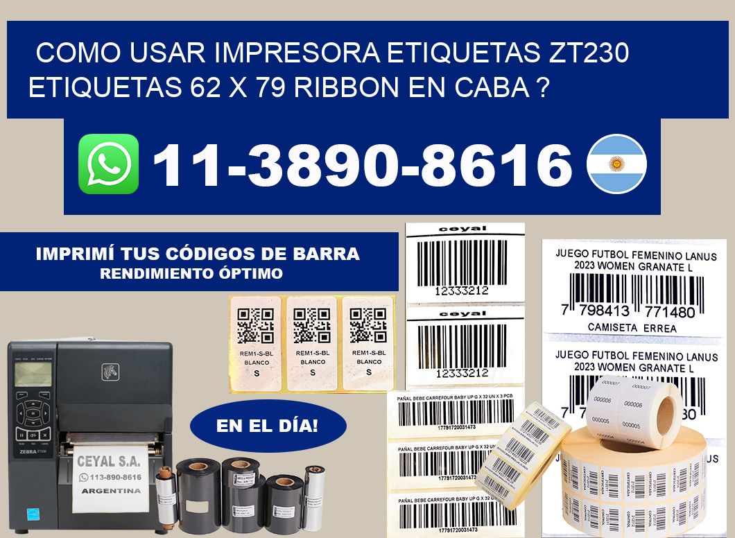 como usar impresora etiquetas zt230 etiquetas 62 x 79 ribbon en CABA ?