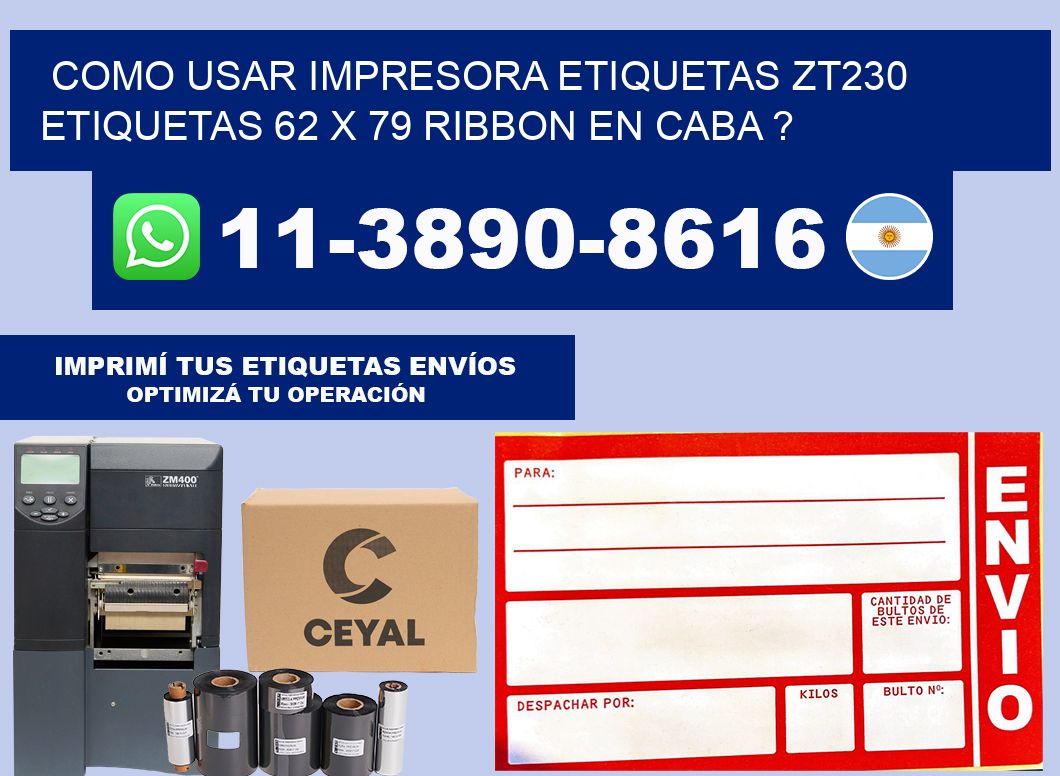 como usar impresora etiquetas zt230 etiquetas 62 x 79 ribbon en CABA ?