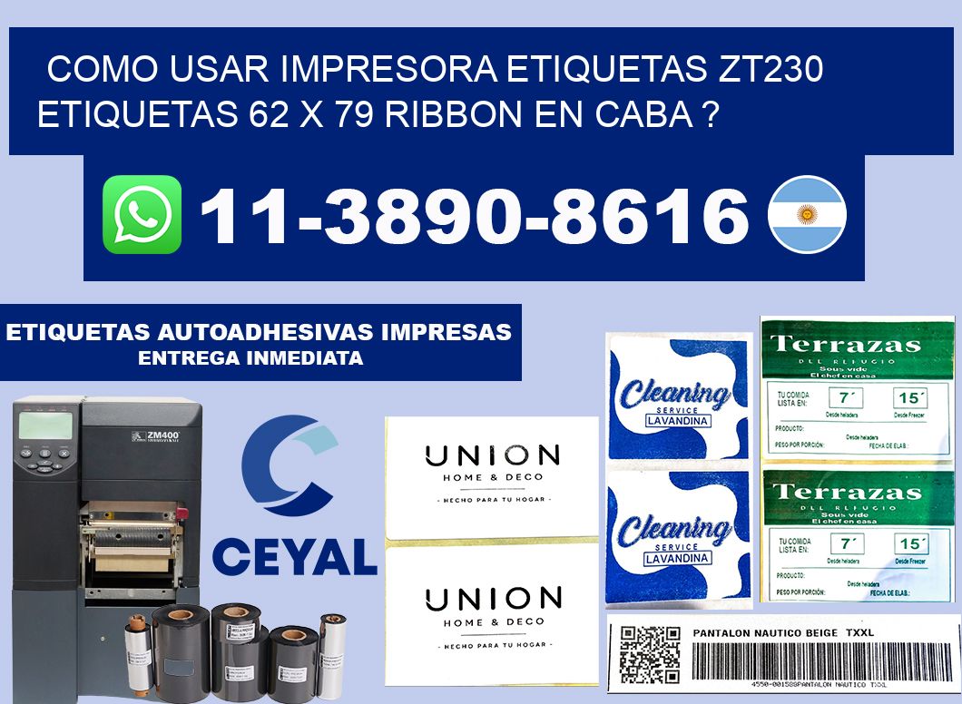 como usar impresora etiquetas zt230 etiquetas 62 x 79 ribbon en CABA ?