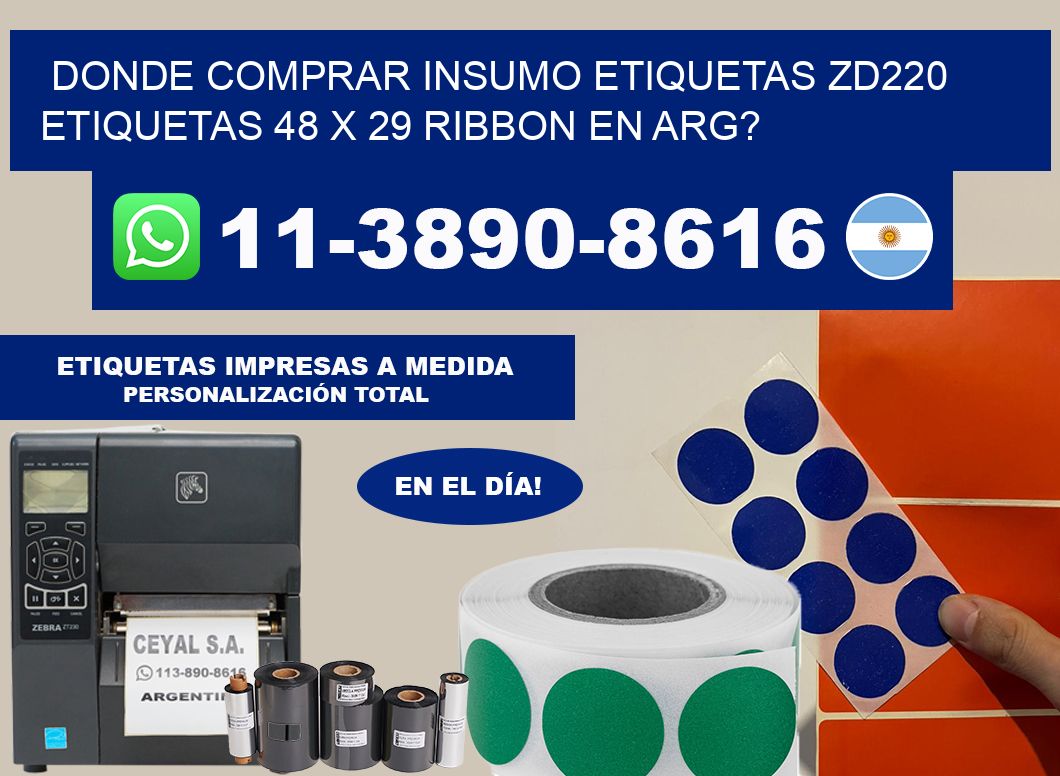 donde comprar insumo etiquetas zd220 etiquetas 48 x 29 ribbon en ARG?