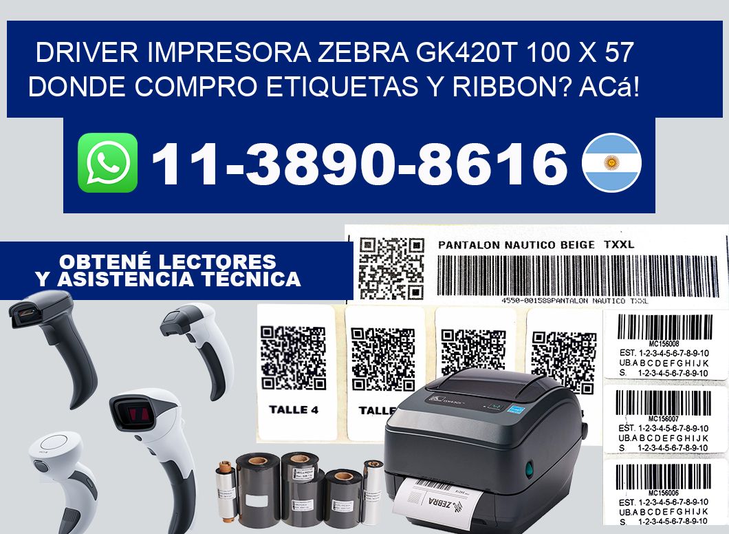 driver impresora zebra gk420t 100 x 57 Donde compro etiquetas y ribbon? Acá!
