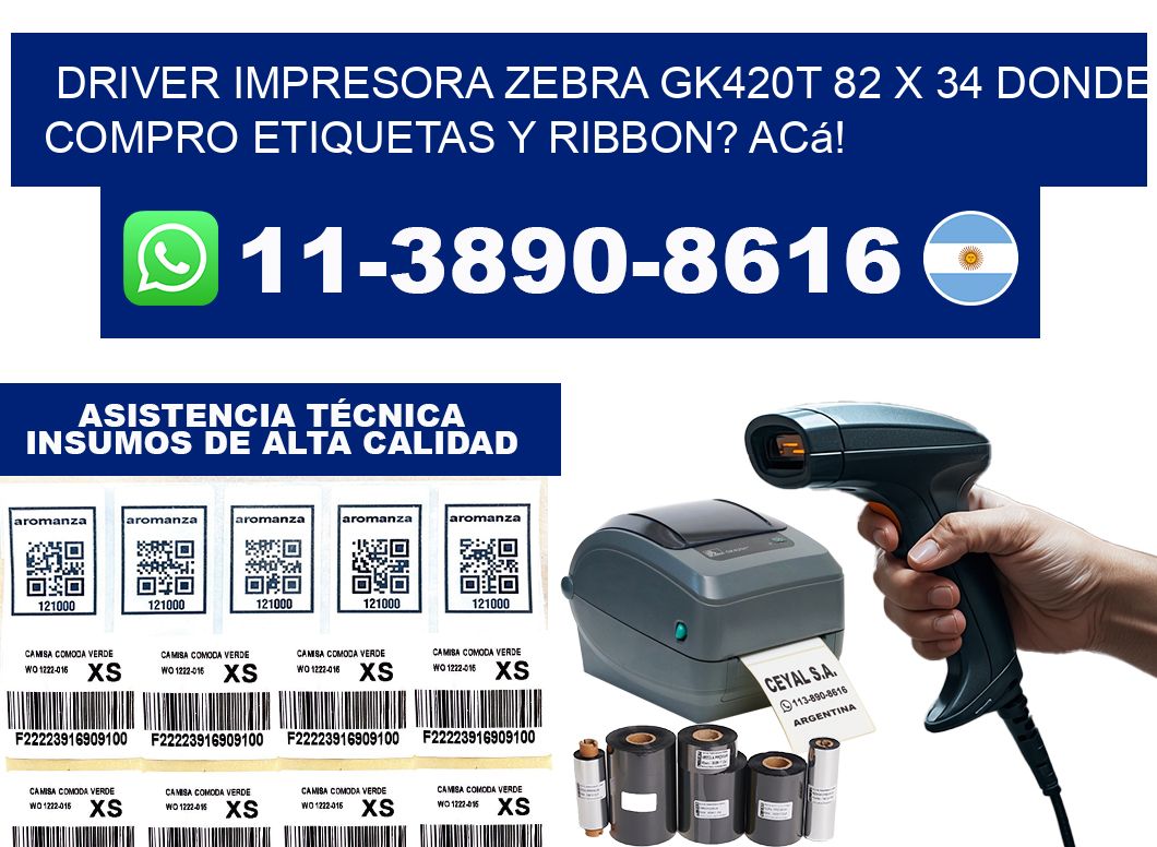 driver impresora zebra gk420t 82 x 34 Donde compro etiquetas y ribbon? Acá!