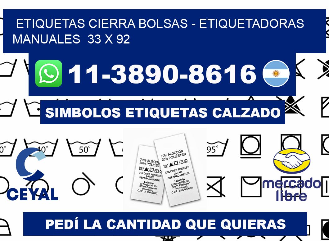 etiquetas cierra bolsas - Etiquetadoras Manuales  33 x 92