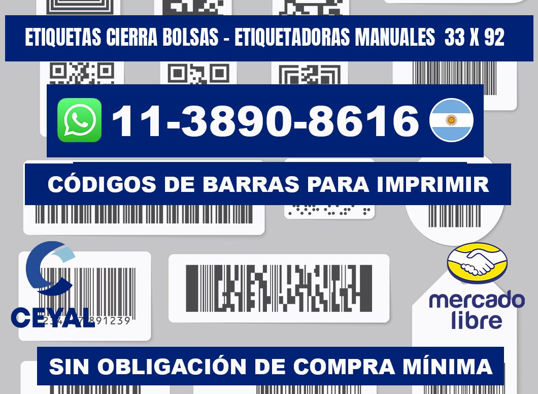 etiquetas cierra bolsas - Etiquetadoras Manuales  33 x 92