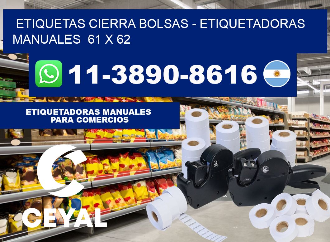 etiquetas cierra bolsas - Etiquetadoras Manuales  61 x 62