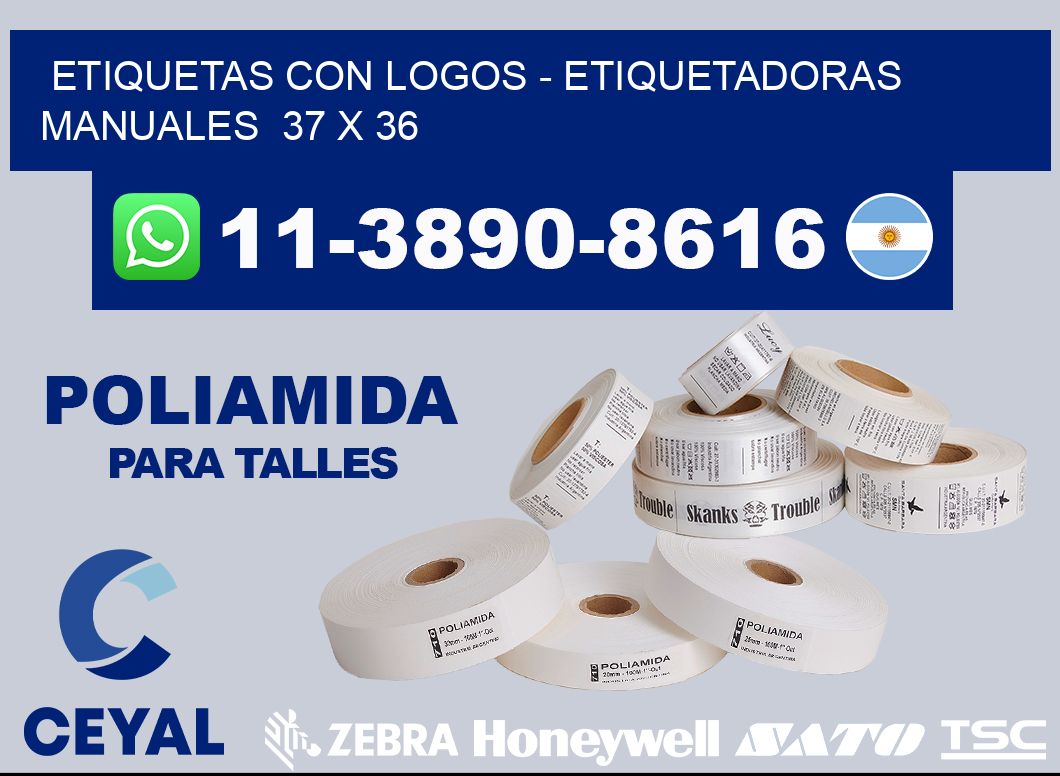 etiquetas con logos - Etiquetadoras Manuales  37 x 36