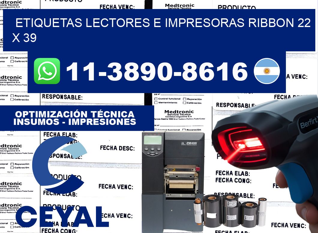 etiquetas lectores e impresoras ribbon 22 x 39