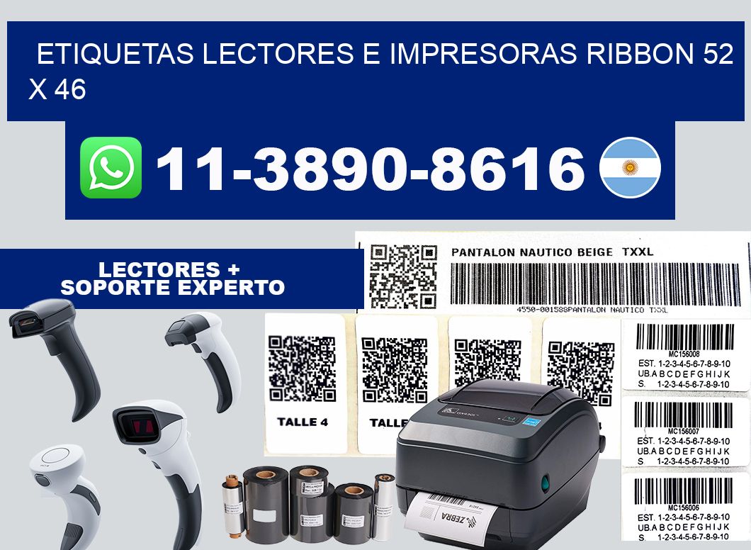 etiquetas lectores e impresoras ribbon 52 x 46