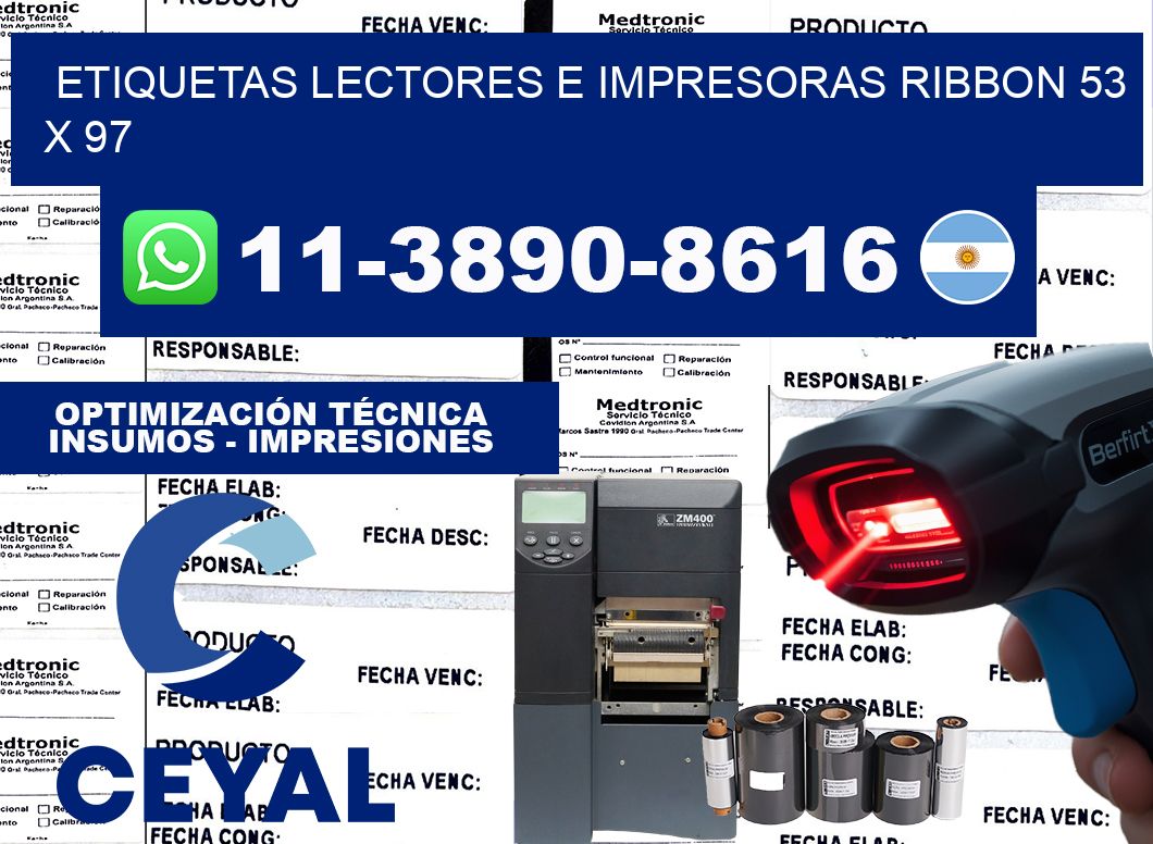 etiquetas lectores e impresoras ribbon 53 x 97