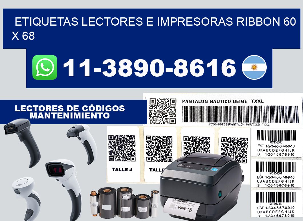 etiquetas lectores e impresoras ribbon 60 x 68