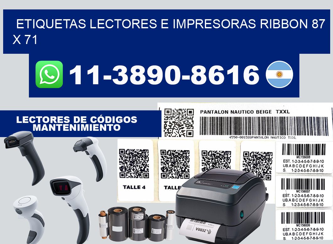 etiquetas lectores e impresoras ribbon 87 x 71