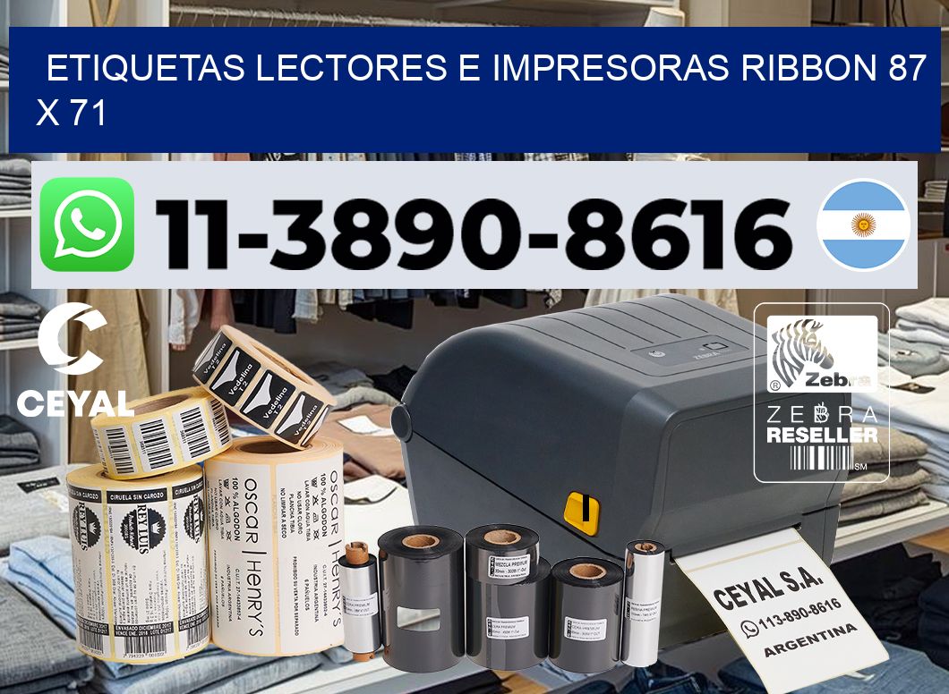 etiquetas lectores e impresoras ribbon 87 x 71