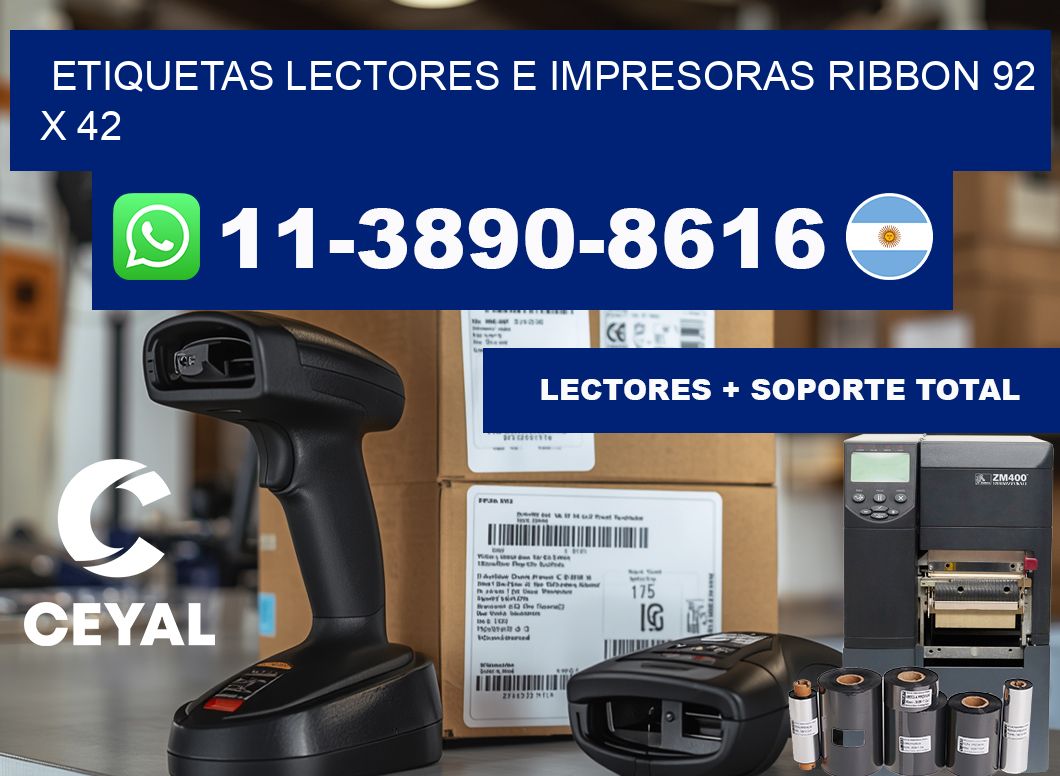etiquetas lectores e impresoras ribbon 92 x 42