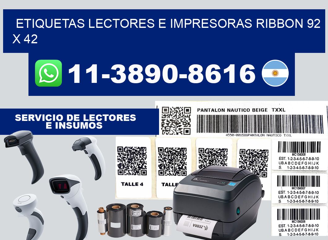 etiquetas lectores e impresoras ribbon 92 x 42